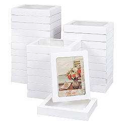 Белый Коробка для хранения поздравительных открыток из крафт-бумаги, с прозрачным окном, прямоугольные, белые, 233x140x1 мм