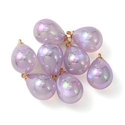 Лиловый 8 акриловые подвески с УФ-покрытием, с легкими золотыми тонами латуни, очарование слезы, сирень, 19.5x12 мм, отверстие : 1.6 мм