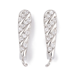 Платина Покрытие стойки латунное кольцо с цирконием, фурнитура для сережек, без кадмия и без свинца, долговечный, платина, 16x4.5 мм, отверстие : 1.5 мм, штифты : 9x1 мм