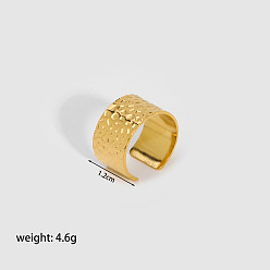 Настоящее золото 18K 304 регулируемые открытые манжеты из нержавеющей стали для женщин, простое кольцо, реальный 18 k позолоченный, 12 мм, внутренний диаметр: регулируемый