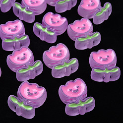 Орхидея Прозрачные акриловые бусины, с эмалью, матовые, Цветок тюльпана, сиреневые, 24.5x20x9 мм, отверстие : 3 мм