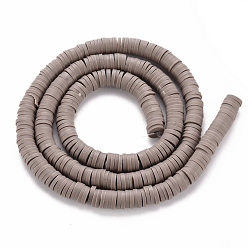 Camel Handmade Polymer Clay Bead Strands, Heishi Beads, Disc/Flat Round, Camel, 6x0.5~1mm, Hole: 2mm, about 320~447pcs/strand, 15.74 inch~16.92 inch
