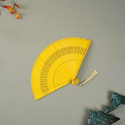 Yellow Bamboo Folding Fan with Tassel, for Party Wedding Dancing Decoration, Yellow, 180x340mm