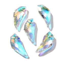 Прозрачный АВ Стеклянные подвески, Зуб волка, AB цвет, граненые, ясно AB, 29x13.5x6 мм, отверстие : 1.6 мм