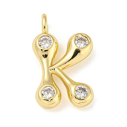 Letter K Стойка металлическая латунная микропрофилированная кубическая циркония подвески, без кадмия и без свинца, долговечный, реальный 18 k позолоченный, Письмо K, 23x14x5 мм, отверстие : 2.8 мм