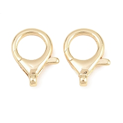 Real 18K Gold Plated Brass Lobster Claw Clasps, Real 18K Gold Plated, 16.5x12.5x3.5mm, Hole: 1.5mm