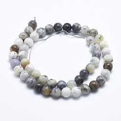 White African Opal Natural White African Opal Beads Strands, Round, 8~8.5mm, Hole: 1mm, about 47pcs/strand, 15 inch(38.1cm)