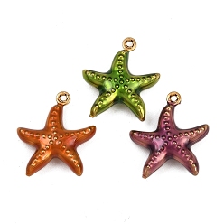 Морская звезда 304 нержавеющей стальной эмали подвески, золотые, разноцветные, морская звезда, 18x16x5 мм, отверстие : 1 мм