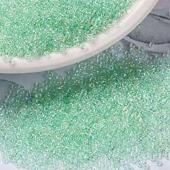 (RR271) Light Mint Green Lined Crystal AB MIYUKI Round Rocailles Beads, Japanese Seed Beads, (RR271) Light Mint Green Lined Crystal AB, 15/0, 1.5mm, Hole: 0.7mm, about 5555pcs/bottle, 10g/bottle