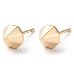 Real 18K Gold Plated Brass Stud Earrings for Women, Cone, Real 18K Gold Plated, 6.5mm, Hole: 0.8mm
