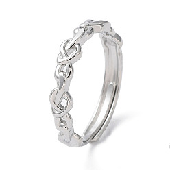Stainless Steel Color Non-Tarnish 304 Stainless Steel Hollow Infinity Adjustable Rings, Stainless Steel Color, Inner Diameter: 18mm