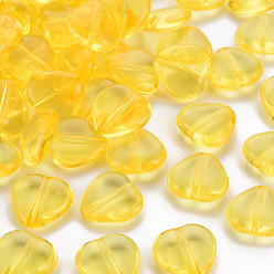 Золотистый Прозрачные акриловые бусины, сердце, золотые, 13.5x13.5x5.5 мм, отверстие : 1.5 мм, Около 775 шт / 500 г