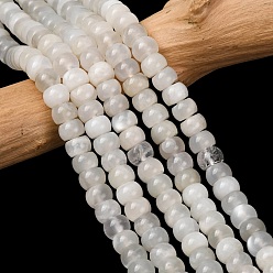 White Moonstone Натуральный белый лунный камень бисер пряди, рондель, сгладить, 6.5x4~4.5 мм, отверстие : 0.8 мм, около 83~86 шт / нитка, 14.96''~15.35'' (38~39 см)