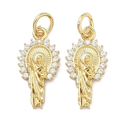 Настоящее золото 16K Латунные микро проложить кубического циркония подвески, прелести Святого Иуды, с целью перехода в кольце, реальный 16 k позолоченный, 18x9x2.5 мм, отверстие : 3.5 мм