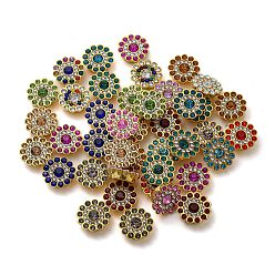 Mixed Color Acrylic Rhinetsone Cabochons, with ABS Plastic, Flat Back, Flower, Mixed Color, 13x13x4.5mm