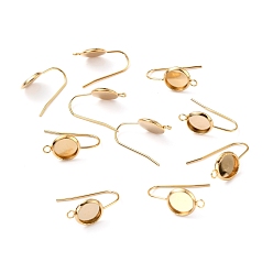 Настоящее золото 18K 304 нержавеющей стали серьги крюков, с вертикальной петлей, плоско-круглые, реальный 18 k позолоченный, 20x10x1.5 мм, отверстие : 1.8 мм, лоток : 8 мм, 20 датчик, штифты : 0.8 мм