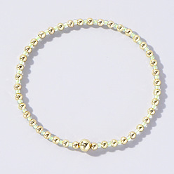 Светло-зеленый Женские браслеты из круглых бусин в корейском стиле из стекла и латуни, светло-зеленый, внутренний диаметр: 6-1/2 дюйм (16.5 см)