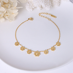 Золотой Ромашка 304 браслеты из нержавеющей стали с подвесками, золотые, 7-7/8 дюйм (200 мм)