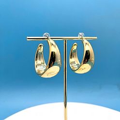 Золотистый Акриловые серьги-гвоздики в форме буквы С, с пинами из нержавеющей стали , платина, золотые, 38x16 мм