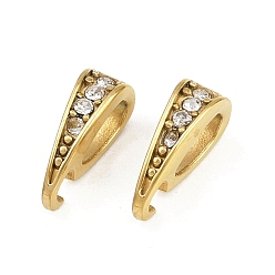 Настоящее золото 18K 304 подвески из нержавеющей стали со стразами, ионное покрытие (ip), ручная полировка, реальный 18 k позолоченный, 10x5x3 мм, отверстие : 1.5 мм, внутренний диаметр: 5x2.4 мм