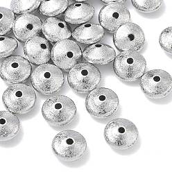 Platinum SHEGRACE Brass Beads, Cadmium Free & Nickel Free & Lead Free, Textured Rondelle, Platinum, 10x10x5.5mm, Hole: 1.8mm