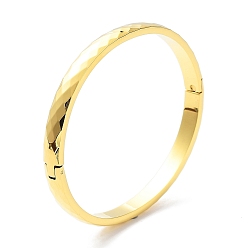 Golden Ion Plating(IP) 304 Stainless Steel Faceted Hinged Bangles for Woman, Golden, Inner Diameter: 2x2-3/8 inch(5.1x5.9cm)