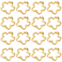 Настоящее золото 14K 20шт. рамка из сплава, цветок, реальный 14 k позолоченный, 15.5x15.5x3 мм, отверстие : 1.4 мм