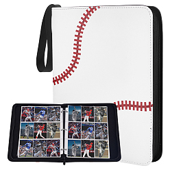 Blanc Albums photos à reliure en cuir quadrillé sur le thème du baseball, avec 9 pages intérieures, rectangle, blanc, 50mm