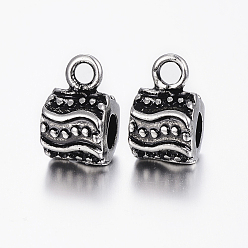 Античное Серебро 304 настройки эмали для труб из нержавеющей стали, бейлы, колонка, античное серебро, 15x9.5x10 мм, отверстия : 3 mm и 5 мм