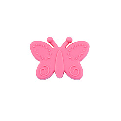 Ярко-Розовый Пищевые экологически чистые силиконовые фокусные шарики, бабочка, ярко-розовый, 22x30x10 мм, отверстие : 3 мм