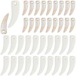 Mixed Color 60Pcs 2 Styles Opaque Acrylic Pendants, Tooth, Mixed Color, 23~30.5x7~9x4.5~5mm, Hole: 2~2.5mm