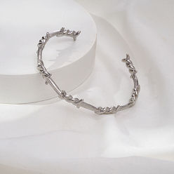 Stainless Steel Color Dark Gothic Punk Irregular Thorn Wavy 304 Stainless Steel Open Cuff Bangles for Men Women, Stainless Steel Color, Inner Diameter: 2.36 inch(6cm)