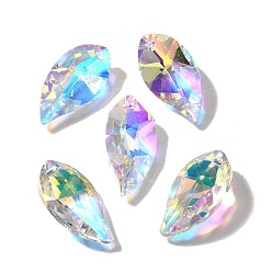 Прозрачный АВ Стеклянные подвески, лист, AB цвет, граненые, ясно AB, 27.5x14.5x9 мм, отверстие : 1.4 мм