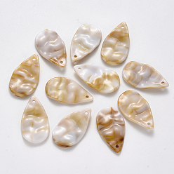 Желтая Старая Ткань  Акриловые подвески, Стиль имитация драгоценных камней, помахал слезой, старое кружево, 30.5x17x4 мм, Отверстие : 1.8 мм , около 510 шт / 500 г