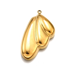 Настоящее золото 18K 304 подвески из нержавеющей стали, очарование крыла, реальный 18 k позолоченный, 33x28x5 мм, отверстие : 1.4 мм