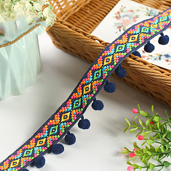 Прусский Синий Кружевная отделка с бахромой из полиэстера в этническом стиле, аксессуары для одежды, берлинская лазурь, 1-3/4 дюйм (45 мм), 20 ярдов / ролл