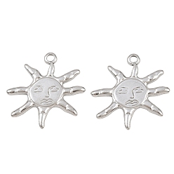 Platinum 304 Stainless Steel Pendants, Sun Charms, Platinum, 28x27.5x2mm, Hole: 2.5mm