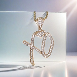 Золотой Ожерелья из цинкового сплава с кристаллами и стразами в форме сердца с буквой xo для женщин, золотые, 19.69 дюйм (50 см)