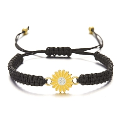 Черный Браслеты из сплава, воском шнура, маргаритка, чёрные, внутренний диаметр: 2-3/8 дюйм (6 см)