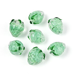 Аквамарин Бусы лэмпворк ручной работы, клубника, аквамарин, 14~15x11.5~14x11.5~14 мм, отверстие : 1.2~1.6 мм, около 20 шт / нитка, 10.43 дюйм (26.5 см)