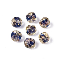 Средно-синий Бусины ручной работы бусины золотого песка, самородки, светло-синий, 9.5~11x9.5~11.5x9.5~11.5 мм, отверстие : 1.2~1.8 мм