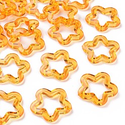 Темно-Оранжевый Прозрачные акриловые бусины, цветок, темно-оранжевый, 30x30.5x5 мм, отверстие : 1.8 мм, Около 340 шт / 500 г