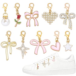 Mixed Shapes 20 шт. 10 стили: подвески из сплава и стразов/эмали/пластика, Сплав с застежками когтя омара, 26~39 мм, 2 шт / стиль