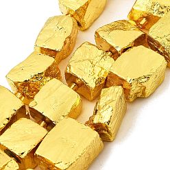 с Золотистым Покрытием Цепочки из натурального пирита с гальваническим покрытием, самородки, с бисером, с золотым покрытием, 13~20x11~16x11~15 мм, отверстие : 1.6 мм, около 10 шт / нитка, 7.48~7.87'' (19~20 см)