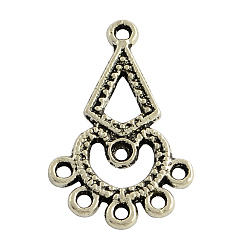 Antique Silver Tibetan Style Alloy Chandelier Components, Cadmium Free & Nickel Free & Lead Free, Antique Silver, 26x17x1mm, Hole: 2mm