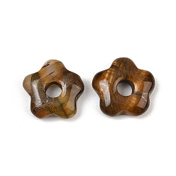 Tiger Eye Natural Tiger Eye Pendants, Flower Charms, 14.5~15x15.5x5~5.5mm, Hole: 4mm