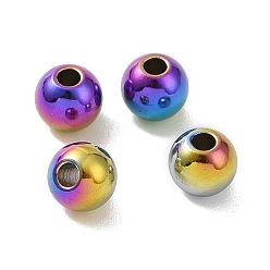 Rainbow Color 304 из нержавеющей стали бусы, круглые, Радуга цветов, 5x4.5 мм, отверстие : 1.5 мм