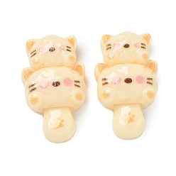 Бланшированный Миндаль Кабошоны из смолы, кошка, бланшированный миндаль, 29.5x17.5x8 мм