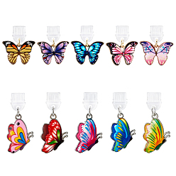 (52) Непрозрачная лаванда 10шт пластиковые мобильные пылезащитные заглушки, бабочка, с подвесками из эмали и сплава , разноцветные, 25~35 мм, 10 шт / комплект