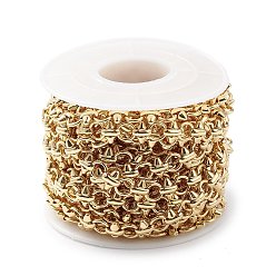 Настоящее золото 18K Латунное кольцо с покрытием стойки и цепь с шипами, без свинца и без кадмия, несварные, с катушкой, реальный 18 k позолоченный, 6x7x3.5 мм, 6x6x1.5 мм